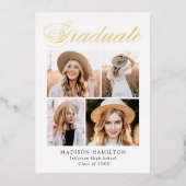 Gold Foil Script 4 Foto Abschluss Ankündigung (Vorderseite)