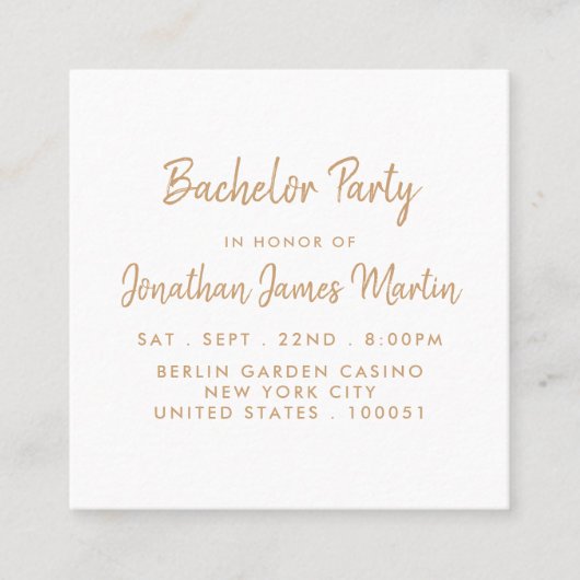 Gold Foil & Script Bachelor Party Ticket Einladung (Vorderseite)