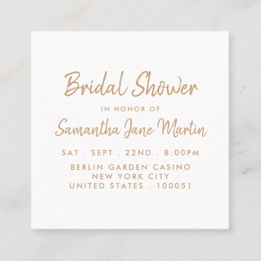 Gold Foil & Script Brautparty Einladung (Vorderseite)