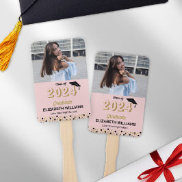Gold Foil Script Confetti Foto Pink Grad Hand Fan Fächer