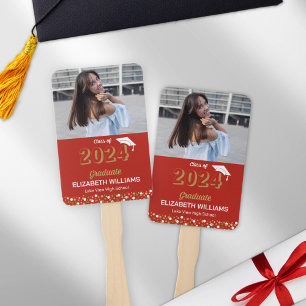 Gold Foil Script Confetti Foto Red Grad Fächer