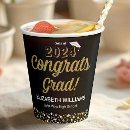 Gold Foil Script Confetti Glückwunschs Grad Black Pappbecher