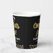 Gold Foil Script Confetti Glückwunschs Grad Black Pappbecher (Rechts)
