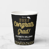 Gold Foil Script Confetti Glückwunschs Grad Black Pappbecher (Vorderseite)