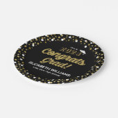 Gold Foil Script Confetti Glückwunschs Grad Black Pappteller (Schrägansicht)