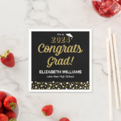 Gold Foil Script Confetti Glückwunschs Grad Black Serviette (Beispiel)
