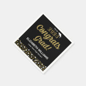 Gold Foil Script Confetti Glückwunschs Grad Black Serviette (Ecke)