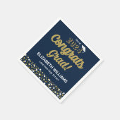 Gold Foil Script Confetti Glückwunschs Grad Blue Serviette (Ecke)