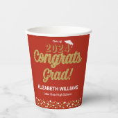 Gold Foil Script Confetti Glückwunschs Grad Red Pappbecher (Vorderseite)