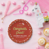 Gold Foil Script Confetti Glückwunschs Grad Red Pappteller (Party)