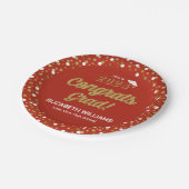 Gold Foil Script Confetti Glückwunschs Grad Red Pappteller (Schrägansicht)