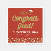 Gold Foil Script Confetti Glückwunschs Grad Red Serviette (Vorderseite)