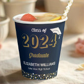 Gold Foil Script Confetti Graduation Party Blue Pappbecher