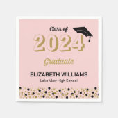 Gold Foil Script Confetti Graduation Party Pink Serviette (Vorderseite)