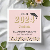 Gold Foil Script Confetti Graduation Party Pink Serviette