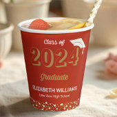 Gold Foil Script Confetti Graduation Party Red Pappbecher