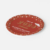 Gold Foil Script Confetti Graduation Party Red Pappteller (Schrägansicht)