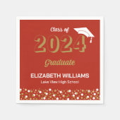 Gold Foil Script Confetti Graduation Party Red Serviette (Vorderseite)