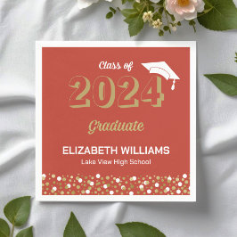 Gold Foil Script Confetti Graduation Party Red Serviette