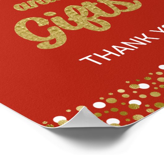 Gold Foil Script Confetti Karten und Geschenke Gra Poster (Ecke)