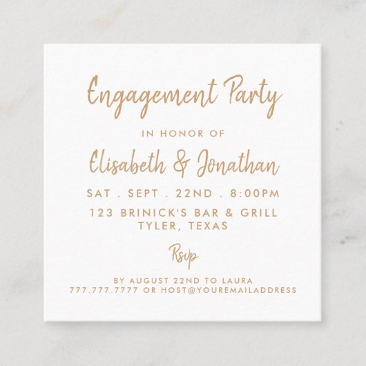 Gold Foil & Script Engagement Party Ticket Einladu (Vorderseite)