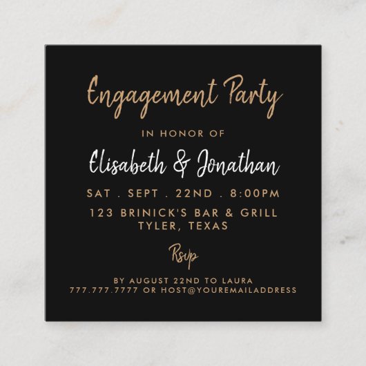 Gold Foil & Script Engagement Party Ticket Einladu (Vorderseite)