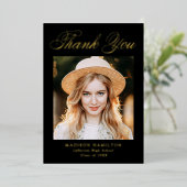 Gold Foil Script Foto Abschluss Danke Karte (Stehend vorne)