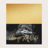 Gold Foil Script Foto ändern Datumskarte Visitenkarten (Außenseite Aufgefaltet)