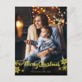 Gold Foil Script Foto von Snowflake Christmas Postkarte (Vorderseite)