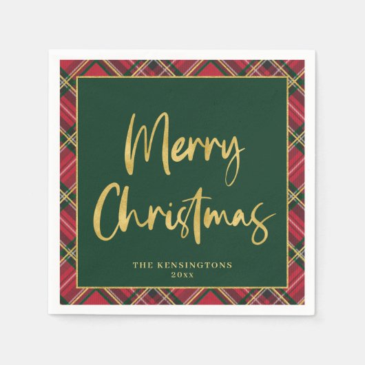 Gold Foil Script Frohe Weihnachtsfeier Serviette (Vorderseite)