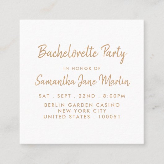 Gold Foil & Script Junggeselinnen-Abschied Ticket (Vorderseite)