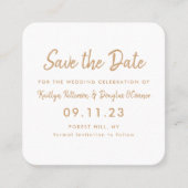 Gold Foil & Script Save the Date Card Quadratische Visitenkarte (Vorderseite)