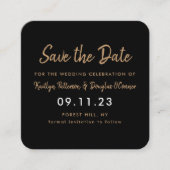 Gold Foil & Script Save the Date Card Quadratische Visitenkarte (Vorderseite)