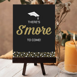 Gold Foil Script S'more Confetti Black Grad Sign Poster