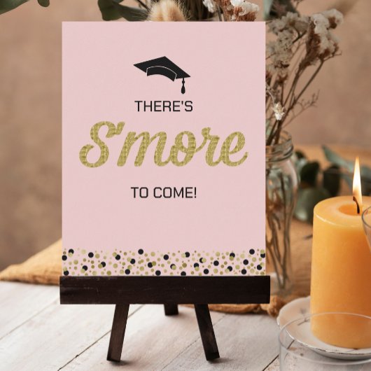 Gold Foil Script S'more Confetti Pink Grad Sign Poster