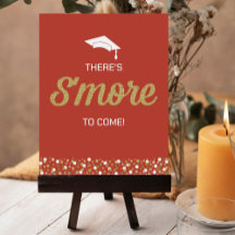 Gold Foil Script S'more Confetti Red Grad Sign