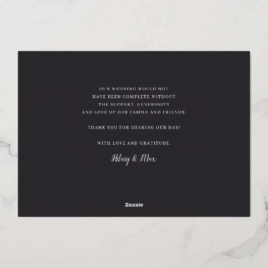 Gold Foil Script Wedding Foto Danke Karte (Rückseite)