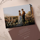Gold Foil Script Wedding Foto Danke Karte