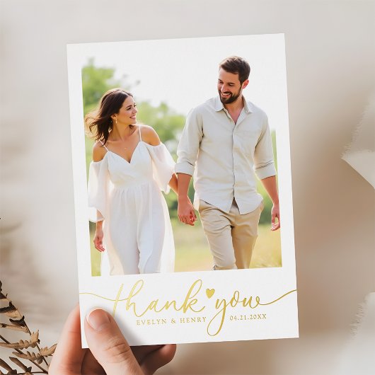Gold Foil Script Wedding Foto Vielen Dank Karten
