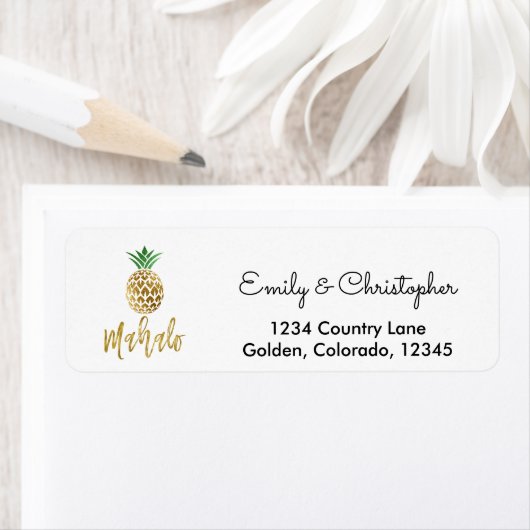 Gold Foil Script Wedding Mahalo Pineaple (Insitu)