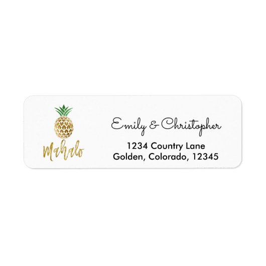 Gold Foil Script Wedding Mahalo Pineaple (Vorne)