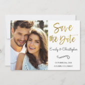 Gold Foil Script Wedding Save the Date Foto (Vorderseite)