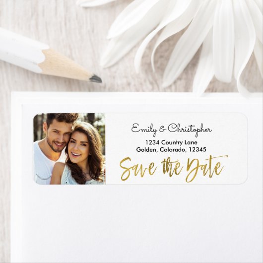 Gold Foil Script Wedding Save the Date Foto (Insitu)