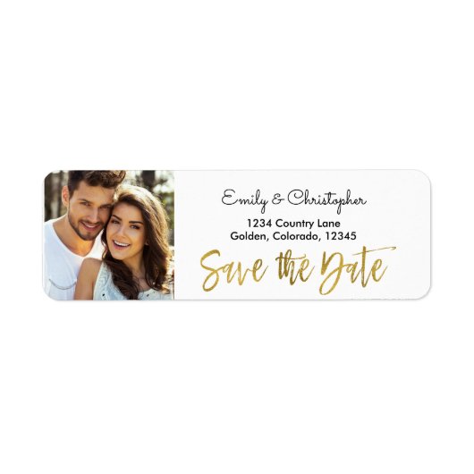 Gold Foil Script Wedding Save the Date Foto (Vorne)