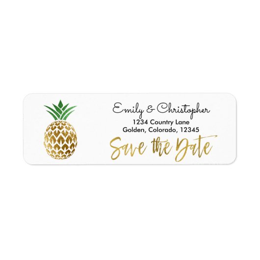 Gold Foil Script Wedding Save the Date Pineape (Vorne)