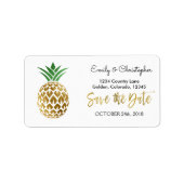 Gold Foil Script Wedding Save the Date Pineape Adressaufkleber (Vorne)