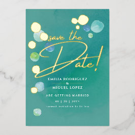 Gold Foil Sea Glass Aquamarin Grün Hochzeitstag Da Folieneinladung