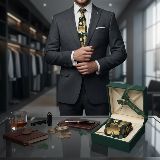 Gold Foil Shamrock Pattern St. Patrick's Day Krawatte