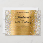 Gold Foil Silver Glitzer Monogram Birthday Einladung (Vorderseite)