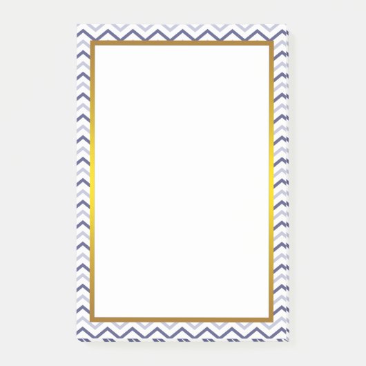 Gold Foil Silver Grau Zickzack Zigzag Muster Post-it Klebezettel (Vorderseite)